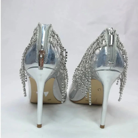 NIB Vince Camuto Silver Metallic Crystal Heels sz 9M/40 - Picture 4 of 10